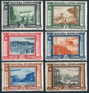 Italy C42-C47,MNH/MLH.Michel 439-444. Air Post 1933,Zeppelin over Cities.