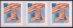 U.S.#5655 U.S.Flags (3) 58c FE Coil Strip of 3 w/Count # on back, MNH.  Not PNC