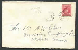 NEW BRUNSWICK SPLIT RING TOWN CANCEL COVER MIDDLE CARAQUET