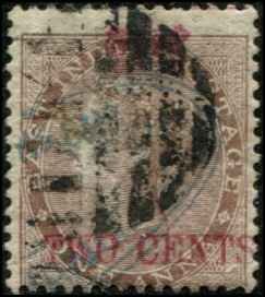 Straits Settlements SC# 2 Victoria 2c on 1a Used scuff in face