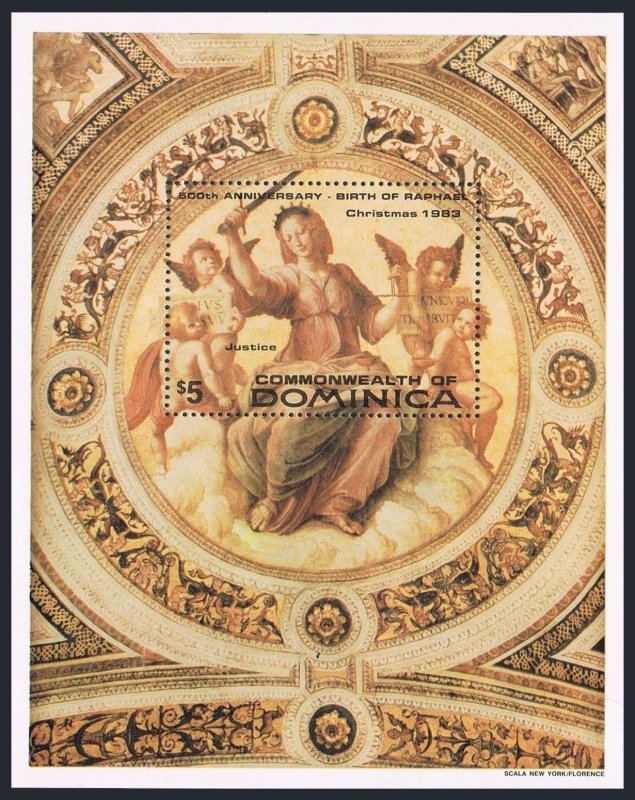 Dominica 817-820, 821, MNH. Mi 831-834,Bl.85. Christmas 1983. Raphael paintings.
