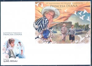 GUINEA BISSAU 2012 PRINCESS DIANA 15TH MEMORIAL ANNIVERSARY SOUVENIR SHEET FDC