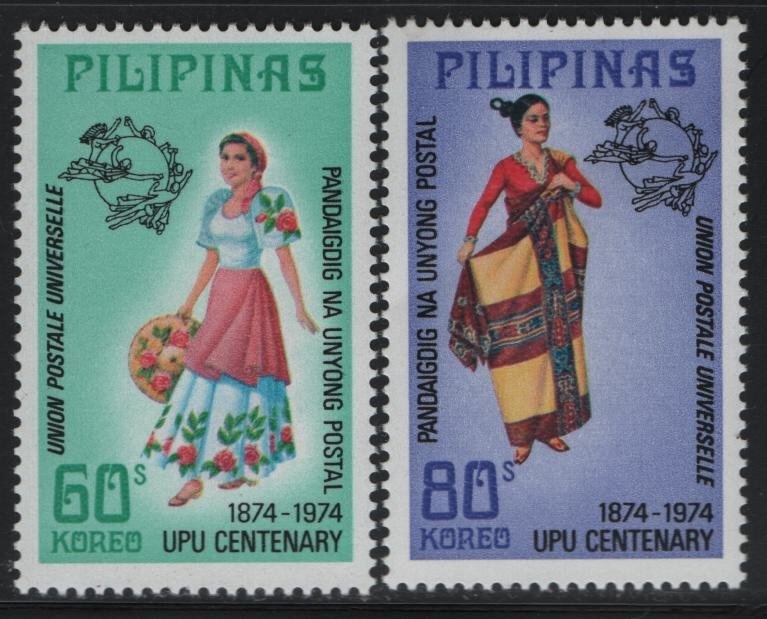 PHILLIPINES, 1227-1228, (2) SET, MNH,  1974, Philipino Costumes