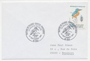 Cover / Postmark France 1991 Bird - Kingfisher