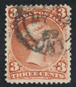 CANADA 25 USED VF, 3c RED