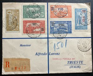 1927 Basseterre Guadeloupe Registered Cover To Trieste Italy Sc#89-92