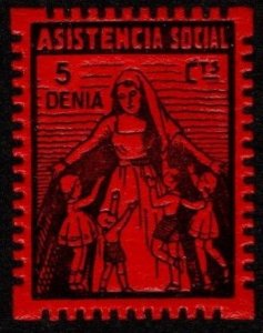 1937 Spain Civil War Charity Poster Stamp Denia 5 Centavos Social Welfare Stamp