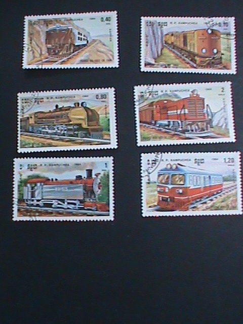 CAMBODIA STAMP 1984 WORLD CLASSIC TRAINS CTO-MNH SET  CTO Mint Not hing