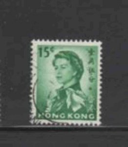 HONG KONG #205 1962 15c QEII QE II F-VF USED b