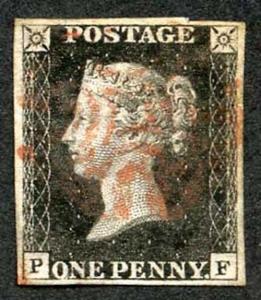 Penny Black (PF) Plate 9 Four Margins