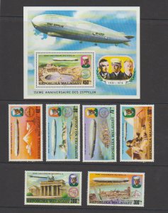 Malagasay Republic 545-548 C158-C160 Zeppelin Anniversary Set MNH 1976