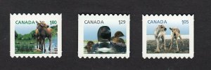 BABY ANIMALS = DEER =LOON= MOOSE = set of 3 Die Cut from booklet Canada 2012 MNH