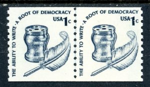 USA 1980 Quill and Ink 1¢ Scott #1811v Dull Gum Line Pair MNH Q645