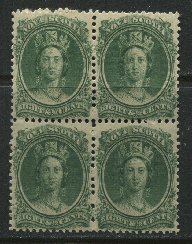 Nova Scotia QV 1860  8 1/ 2 cents mint o.g. hinged block of 4