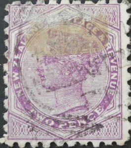 New Zealand 1893 2d with Dodgshuns Tweed advert brown red SG 219f used