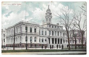 City Hall, New York mailed 1906 Undivided Back Post Card, Scott 300