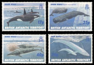 British Antarctic Territory WHALES 1996 Scott #244-247 Mint Never Hinged