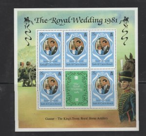 Turks and Caicos  #486-88 (1981 Royal Wedding) VFMNH sheets of 5 CV $4.75+