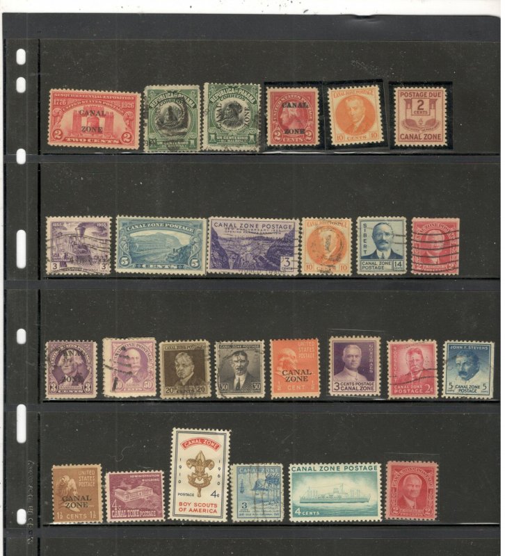 CANAL ZONE COLLECTION ON STOCK SHEET , MINT/USED