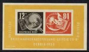 Germany GDR  B21a MNH - Stamp on Stamp, Globe, Bird