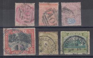 Jamaica Sc 8//88 used 1870-1922 issues, 6 singles w/ small faults nice appearing