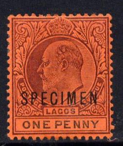 Lagos 1904 KE7 Crown CA 1d overprinted SPECIMEN fine with...