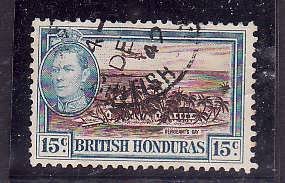 British Honduras-Sc#121- id2-used 15c KGVI Sergeant's Cay-1938-