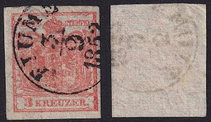 Austria - 1850 - Scott #3 - used - Type I - FIUME 1852 pmk Croatia