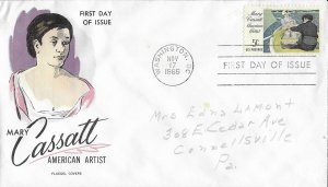 1966 FDC, #1322, 5c Mary Cassatt, Fluegel Covers