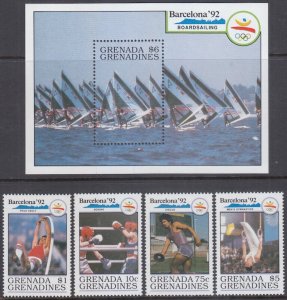 GRENADA GRENADINES Sc #1216,19-20,23-4 PART I MNH SET of  4 + S/S 1992 OLYMPICS