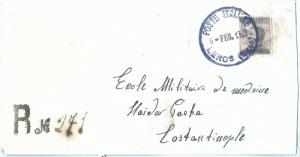 71550 - EGEO Leros - Postal History - Sass 7 INSULATED on ENVELOPE Recommended 1913-