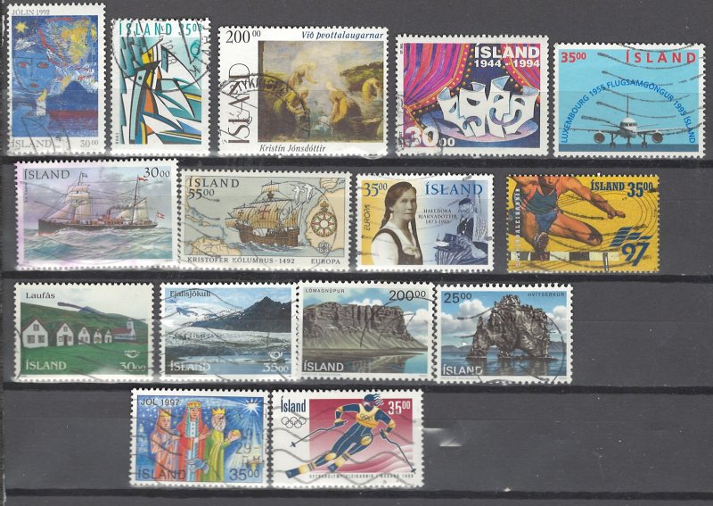 COLLECTION LOT # 2530 ICELAND 15 STAMPS 1990+ CV+$18