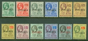 Sg 49s-59s Montserrat 1916-23.1⁄2 DTB 5 Set, Overprinted Specimen. Fin Mou-