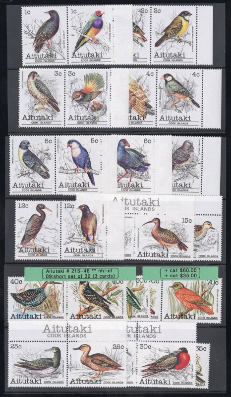 Aitutaki Stamps # 215-46 MNH XF Birds Scott Value $60.00