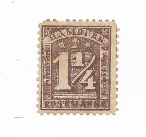 Hamburg #22 The 1864 1 1/4 Shilling Unused but No Gum C.V. $95.00