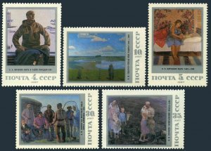 Russia 5605-5609,5610,MNH.Mi 5762-5766,Bl.197. Paintings by Soviet artists,1987.