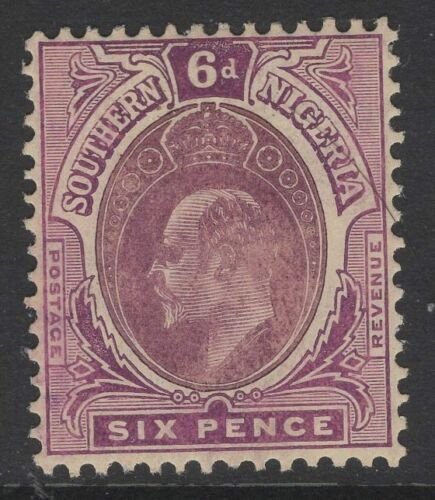 SOUTHERN NIGERIA SG39 1909 6d DULL PURPLE & PURPLE MTD MINT 