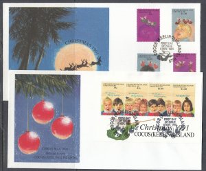 Cocos (Keeling) Is. Scott 244-8 FDC - Christmas 1991