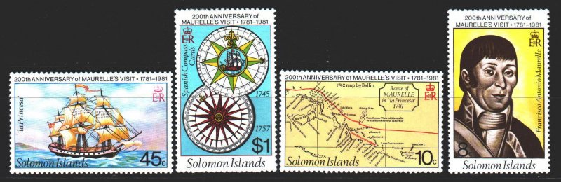 Solomon Islands. 1981. 430-33. Francisco Morell, cards, sailboat. MNH.