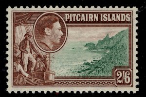 PITCAIRN ISLANDS GVI SG8, 2s 6d green & brown, LH MINT. Cat £17.