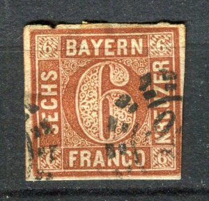 BAVARIA; 1850s early classic Imperf issue fine used 6k. value