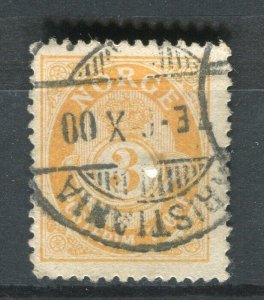 NORWAY; 1890s early classic 'ore' type used Shade of 3ore. + fair Postmark