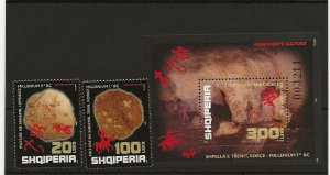 Albania 2007 Cave Monuments set of 2 and miniature sheet sg.3216-8 MNH