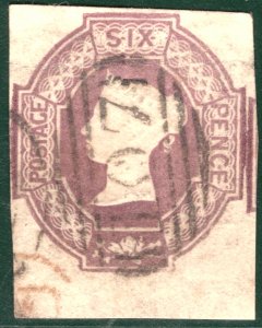 GB QV EMBOSSED Stamp SG.59 6d Lilac WMK REVERSED Large Marginal Cat £1,000+SBR30