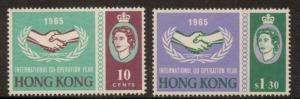 HONG KONG SG216/7 1965 INT. CO-OPERATION YEAR MTD MINT