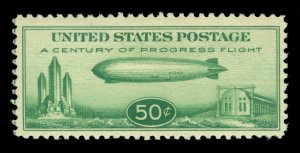 US 1933 AIRMAIL - Baby ZEPPELIN 50c green Scott # C18 mint MH VF