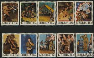 Liberia 853-7 MNH Norman Rockwell Scout Paintings, Flag