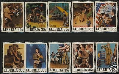 Liberia 853-7 MNH Norman Rockwell Scout Paintings, Flag