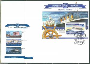 MALDIVES 2015 HISTORY OF TRANSPORT MARITIME TIMELINE TITANIC  COLUMBUS  S/S FDC