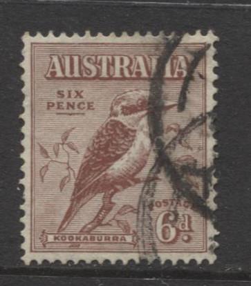 Australia - Scott 139 -  Kookaburra -1932- Used - Single 6d stamp